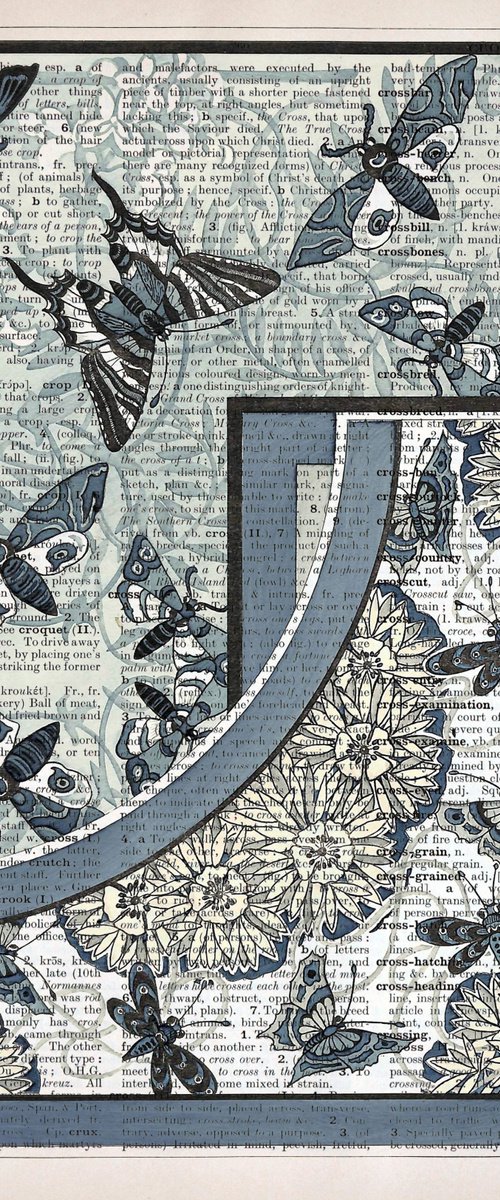 Butterflies Art Nouveau - Collage Art Print on Large Real English Dictionary Vintage Book Page by Jakub DK - JAKUB D KRZEWNIAK