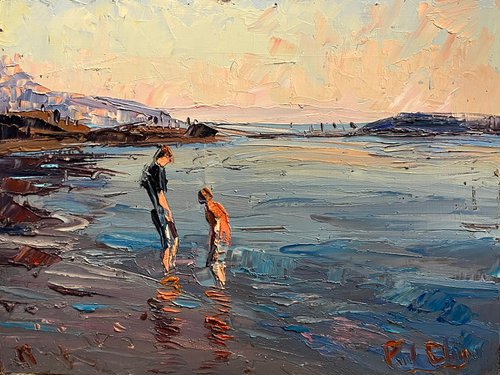 Sunset Calm Beach by Paul Cheng