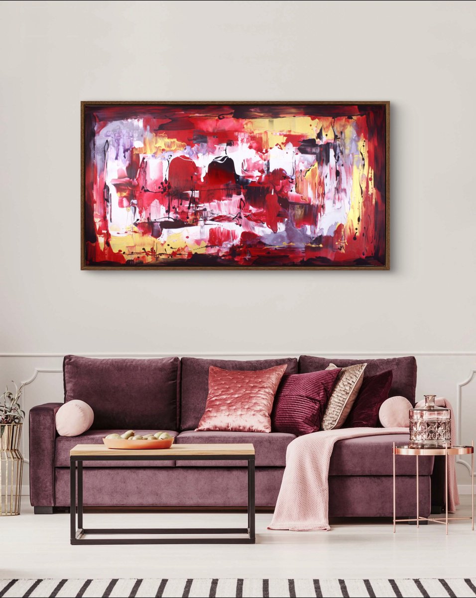 Abstract Landscape Acrylic Painting By Paresh Nrshinga Frsa, 60 X 32", Faraway Land, Original Artwork