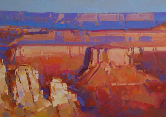 Grand Canyon - Sunset, Landscape oil painting, Large Size, Ready to hang, One of a kind, Signed, Hand Painted