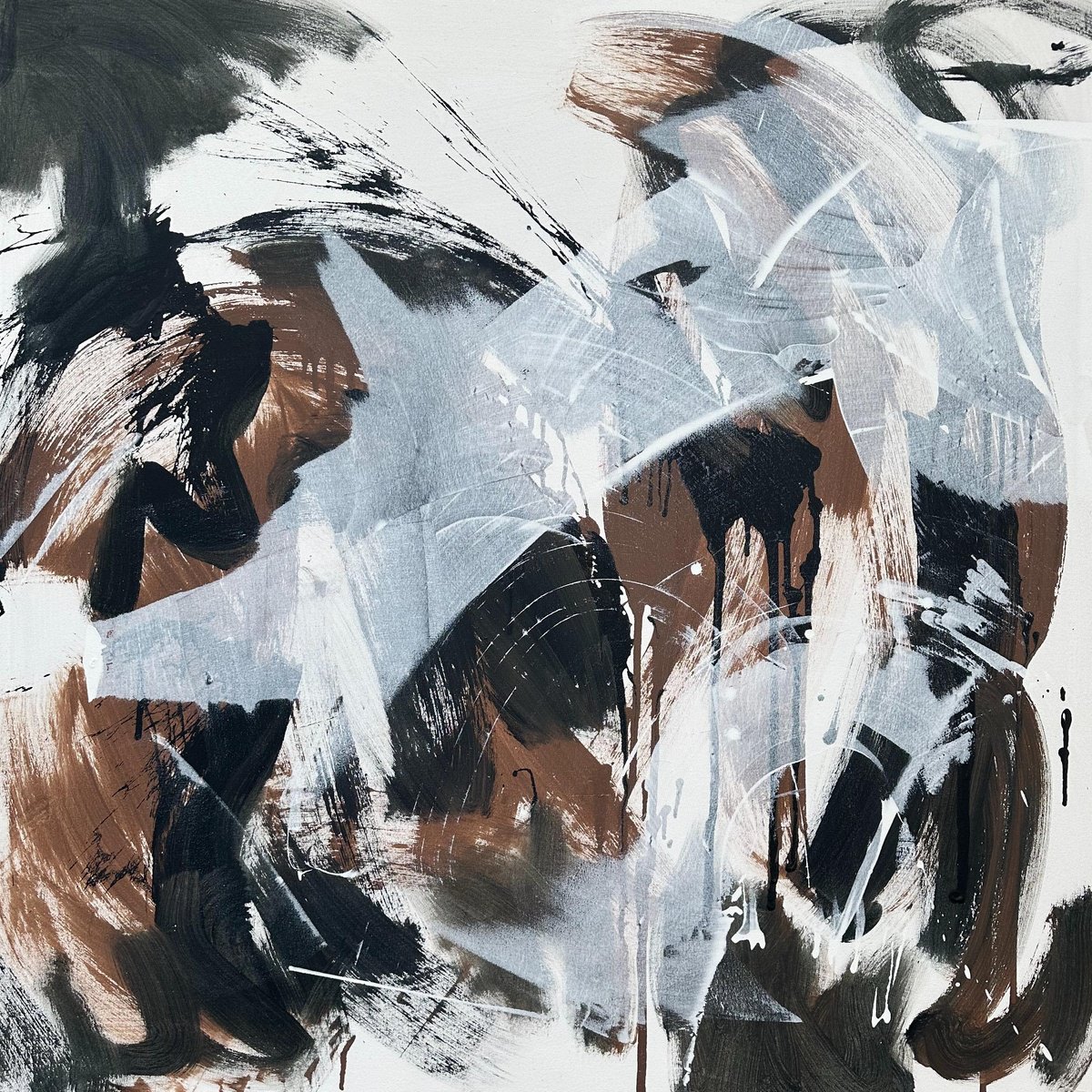 Abstract Acrylic Painting By Omar Obaid, 47 X 47", Everything We Thought We Knew, Original Artwork