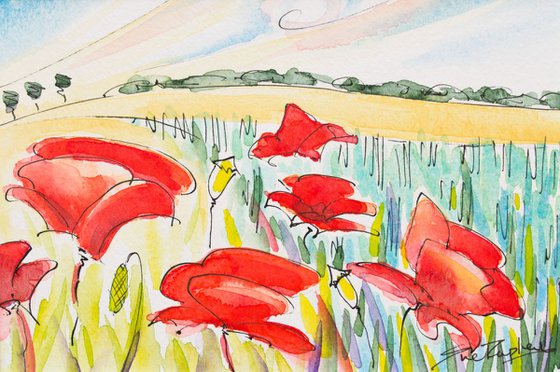 Poppies and Wheat II