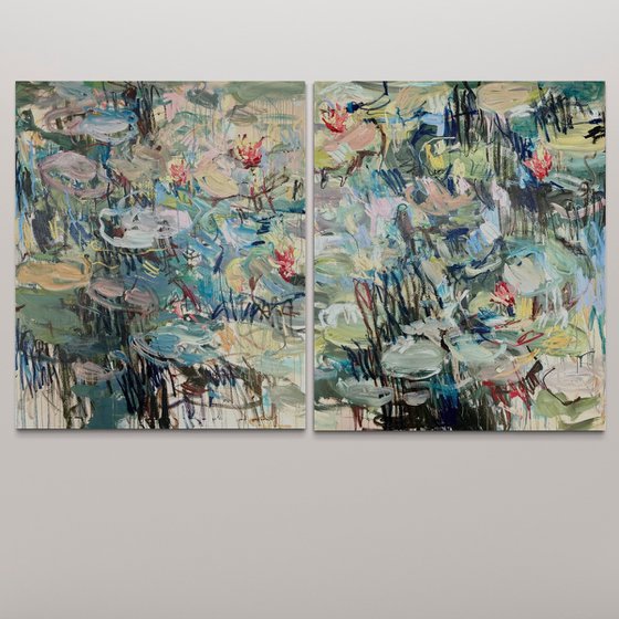 Spring pond. Diptych