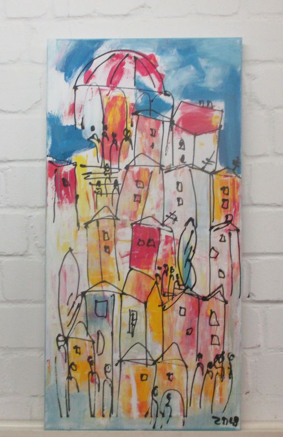 sunny mediterrean city xl Acrylpainting  19,7 x 39,4inch