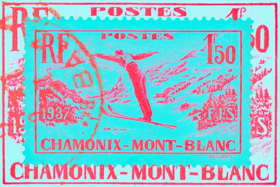 Chamonix Mont Blanc 1937-Stamp Collection Art
