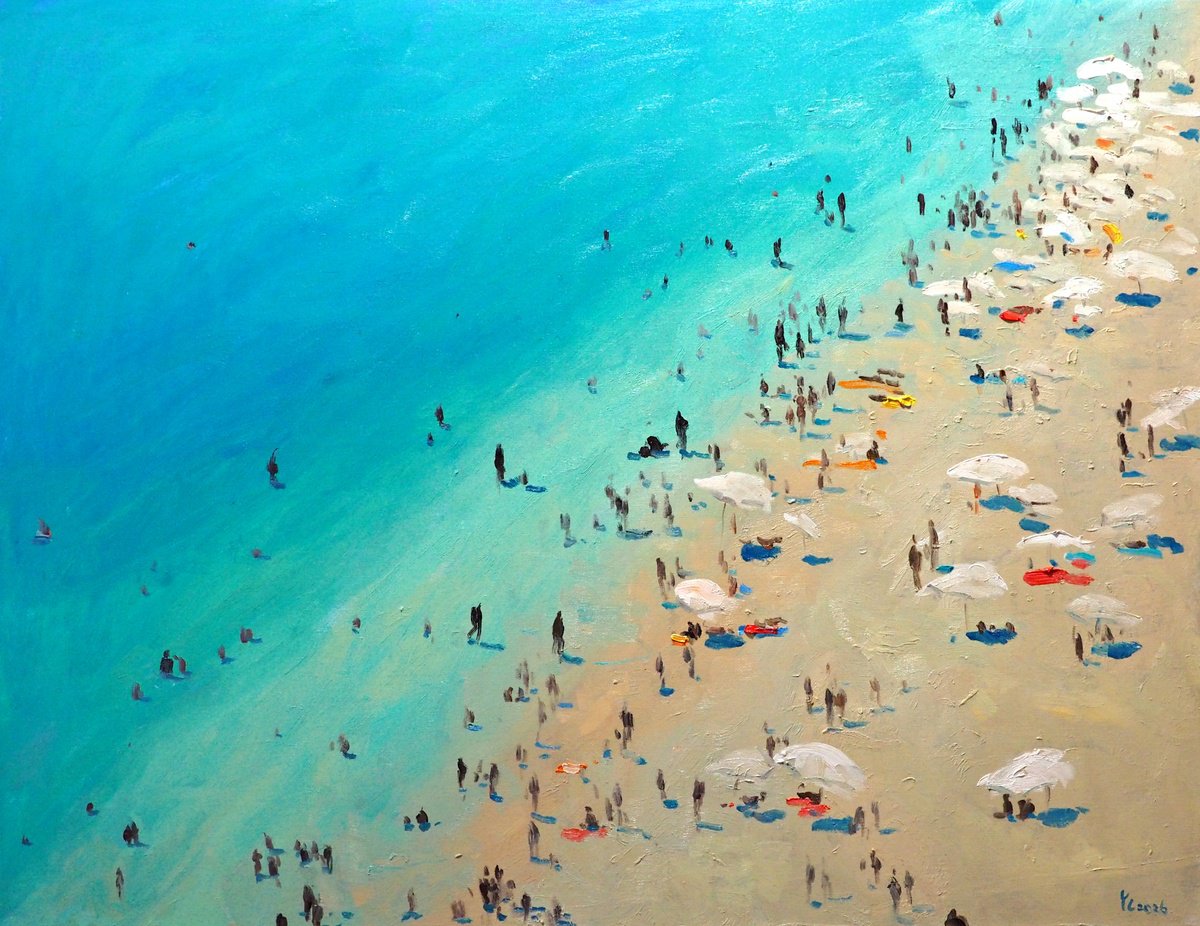 On The Beach By Yuanyuan Liu, 35 X 28, Artwork For Sale On Artfinder