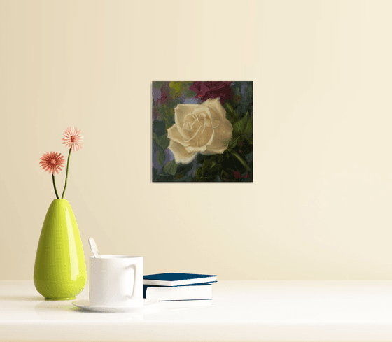 Cream Rose Original Oil Painting
