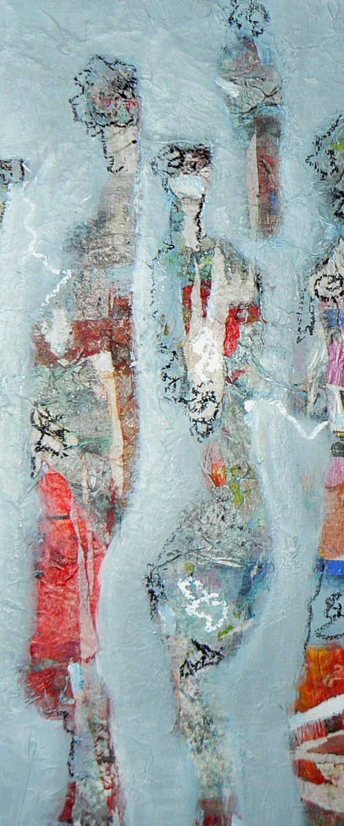 The crowd...50X50 Cm...Ready to hang by Sylvie Oliveri