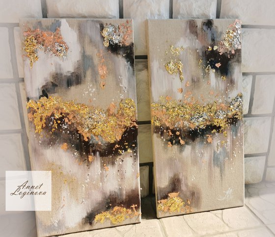 Abstract painting, Gold Wall decor