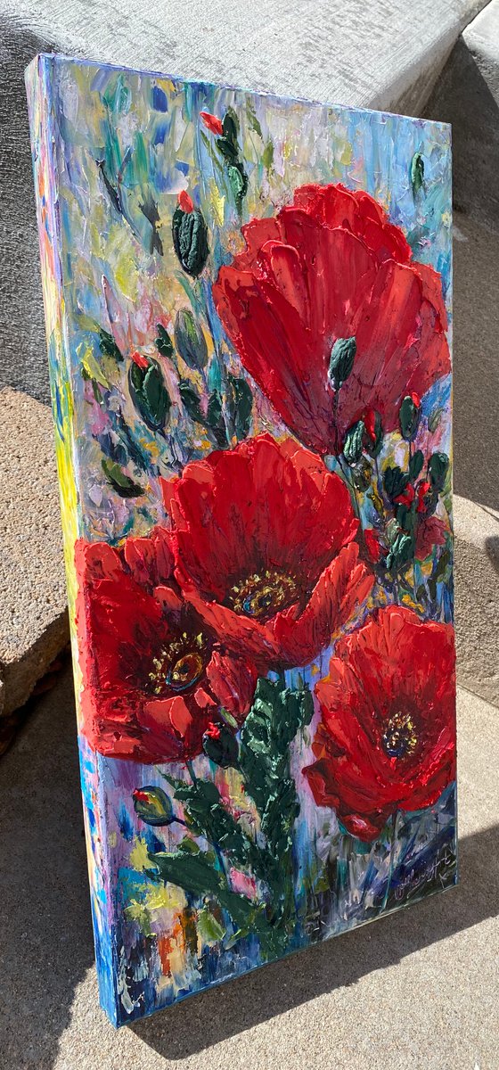 Poppies -  in PALETTE KNIFE technique.