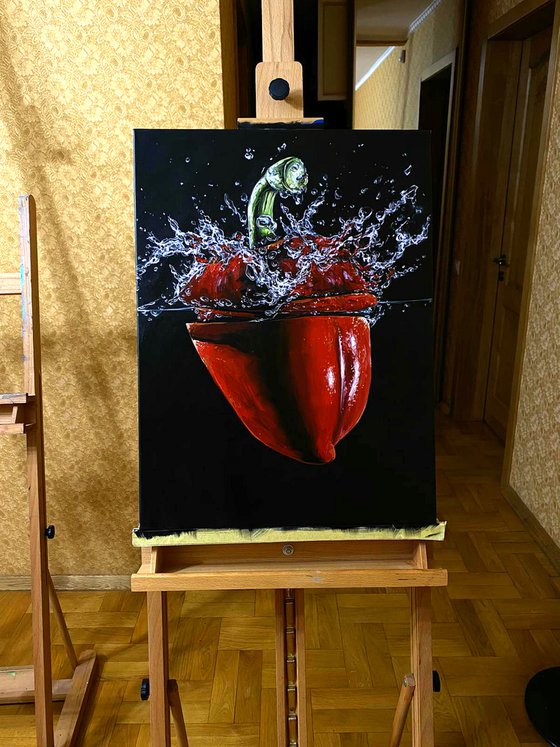 Red pepper underwater