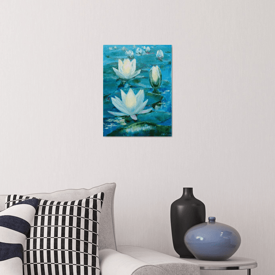 White waterlilies
