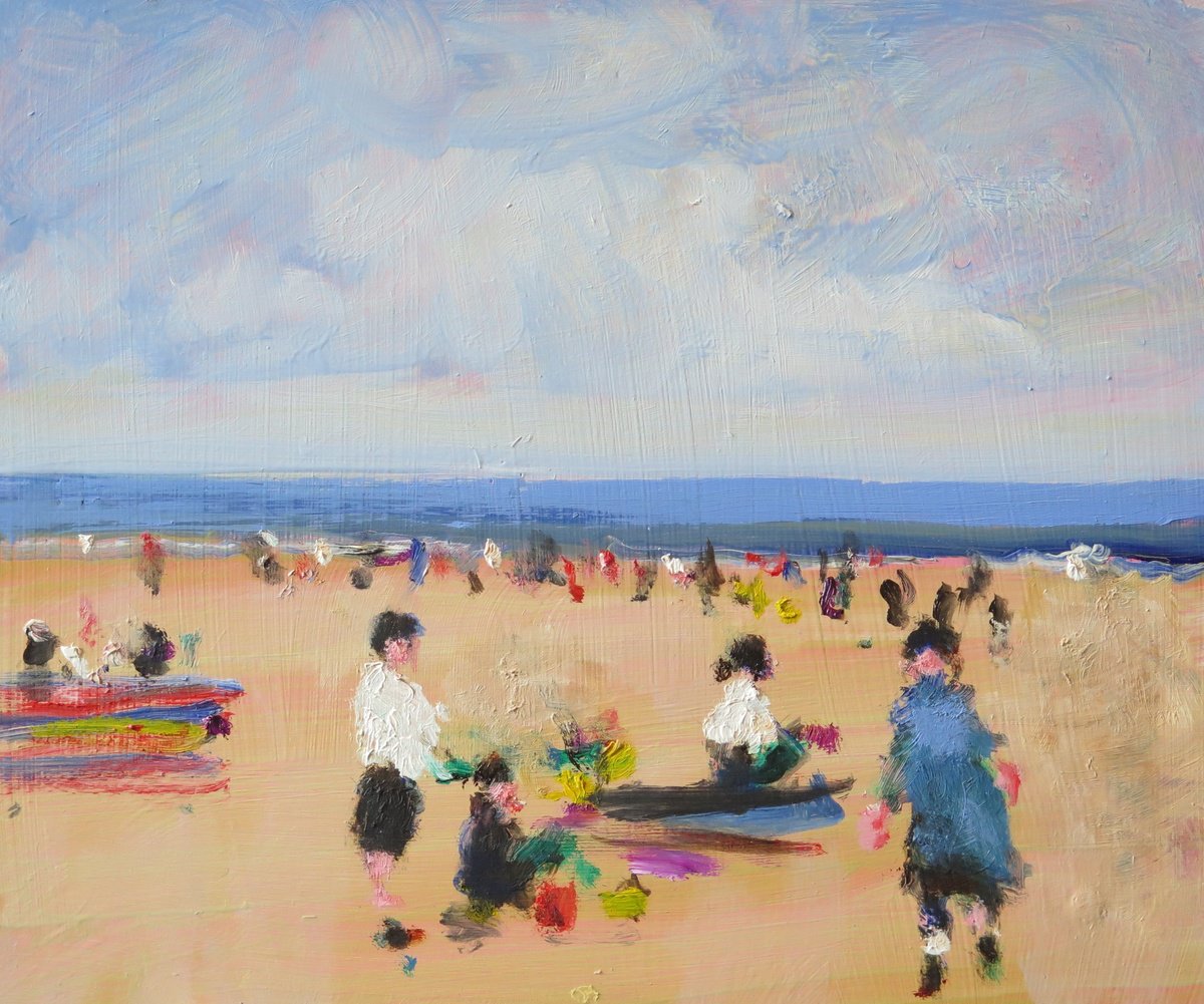 Impressionistic Landscape Oil Painting By Malcolm Ludvigsen, 14 X 12", Bridlington Oil Sketch, Original Artwork