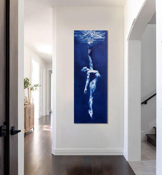 Siren's Call - Vertical Blue Underwater Nude