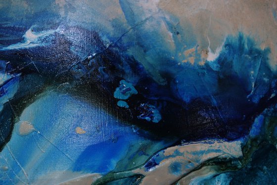 The Natural Grace 250cm x 150cm Blue Cream Abstract Art