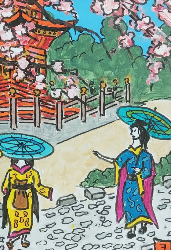 spring blossom with pagoda