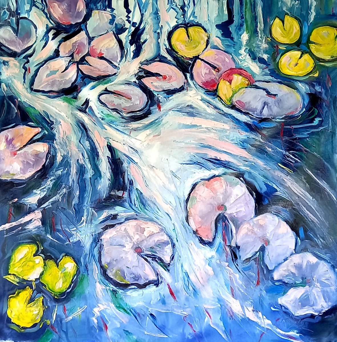 Colorful Water Lilies Ii By Kovacs Anna Brigitta, 37 X 37, Artwork For Sale On Artfinder