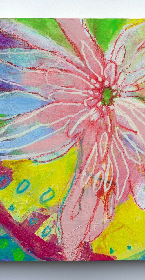 Wildflower 10x8" Small Colorful Abstract Floral Painting by Kerri McCabe