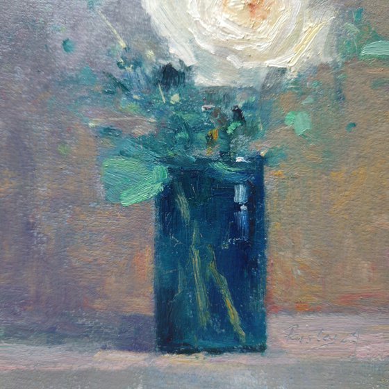 White Rose in Green Vase