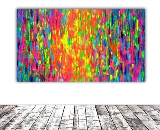 55x31.5'' Large Ready to Hang Colourful Modern Abstract Painting - XXXL Happy Gypsy Dance 14