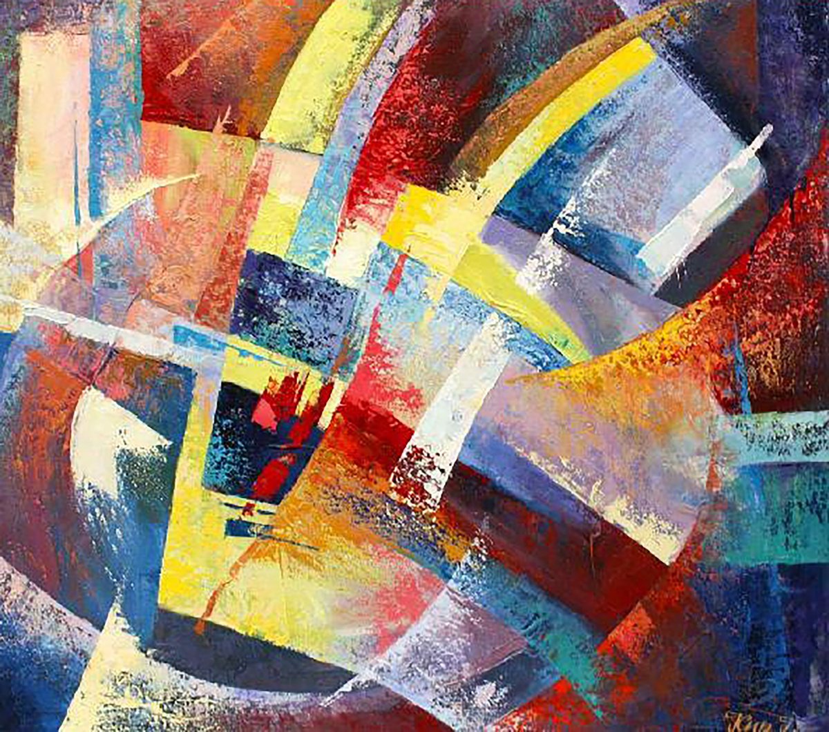 Impressionistic Abstract Oil Painting By Ivan Kirilenko, 35 X 31, Heavenly And Earthly, Original Artwork