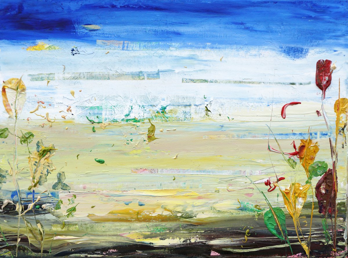 Abstract Landscape Oil Painting By Jelena B, 16 X 12, December In Iowa 40X30Cm/16X12In, Original Artwork