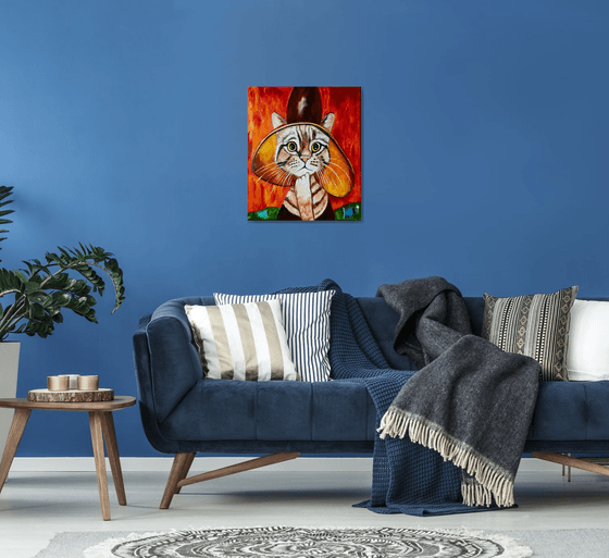 Cat - thinker  inspired by Amedeo Clemente Modigliani