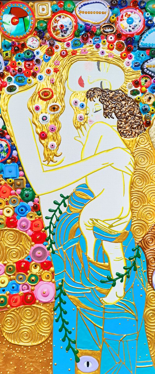 Mother and child (Klimt inspired). Natural precious stones & mosaic by BAST