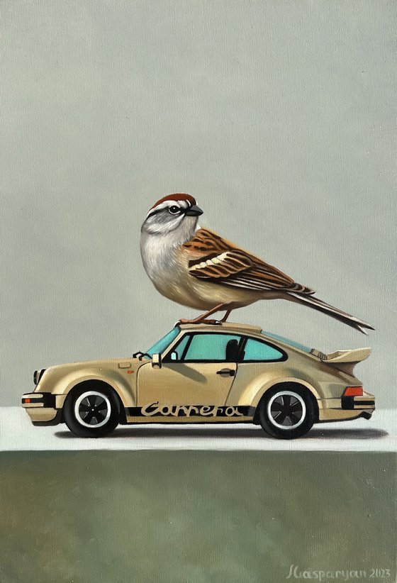 Still life with bird and Porsche 911SC