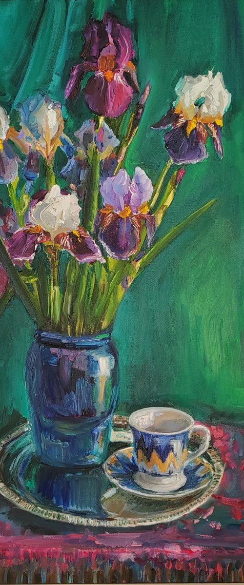Purple iris bouquet by Leyla Demir