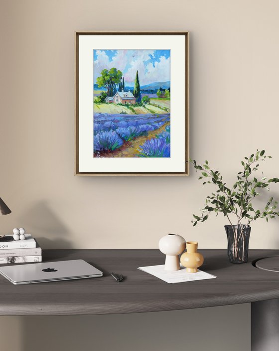 Lavender Field Gouache Art