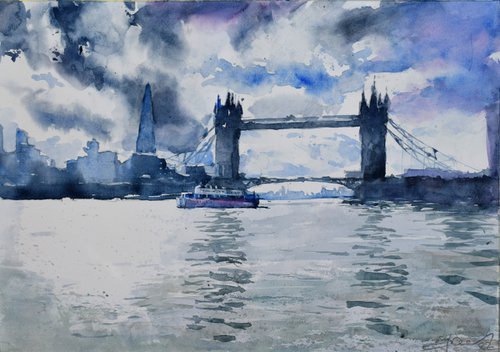 VIew on the Tower Bridge III by Goran Žigolić Watercolors