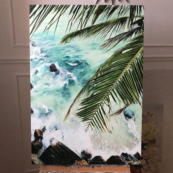 Sea scape oil painting "A piece of paradise" 70*100 cm