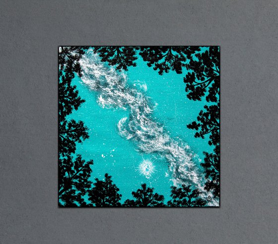 Turquoise night – moonlit forest
