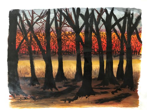 Sunset through the Trees by Alan Horne