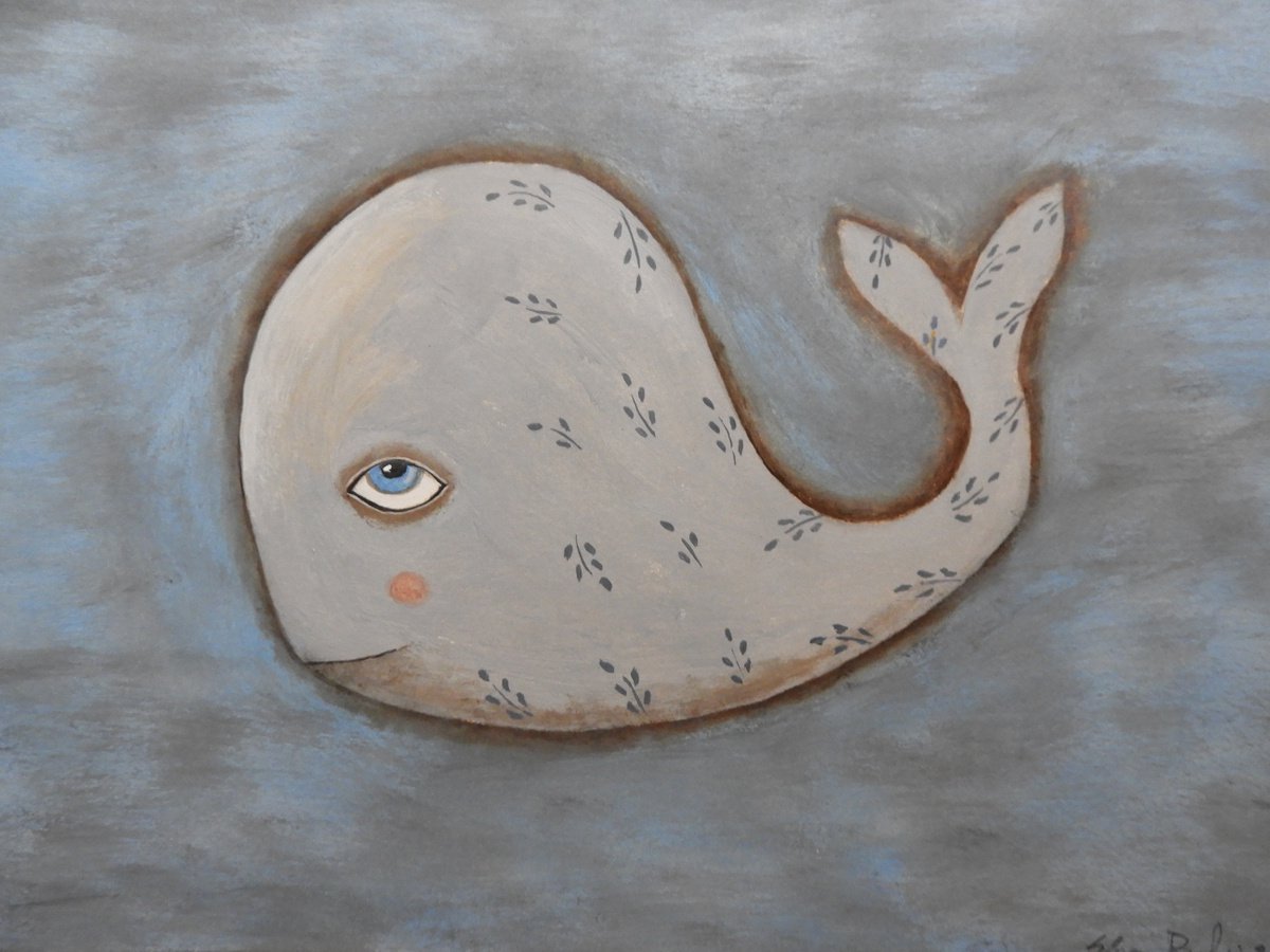 the grey fish - oil on paper by Silvia Beneforti