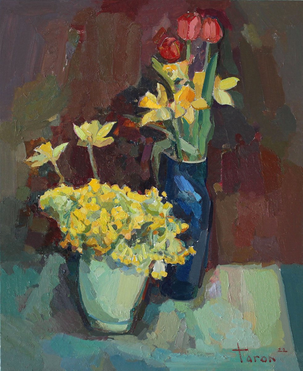 Yellow flowers with tulips by Taron Khachatryan