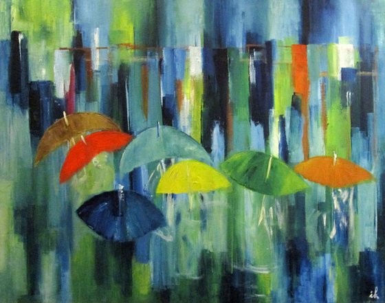 Rainday, 2, oil on canvas, 80 x 100 cm