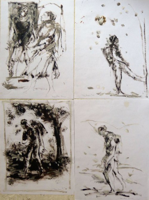 Four sketches - The Tourist, 29x40 cm - affordable & AF exclusive ! by Frederic Belaubre