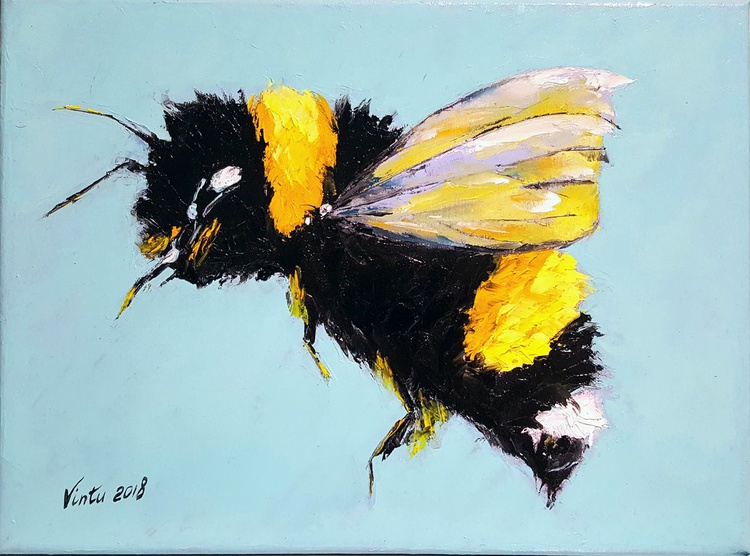 Bumble Bee 2018 Oil Painting By Artvintu Artfinder