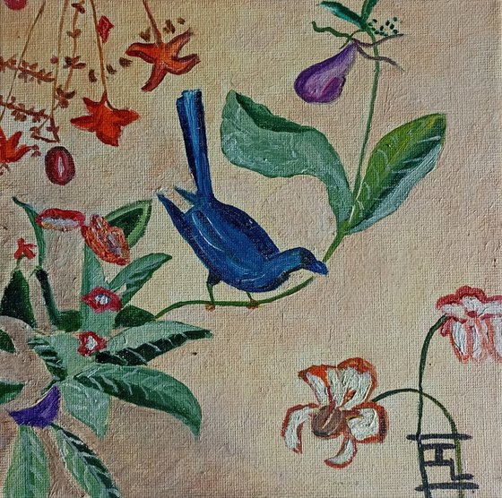 Woman blue bird