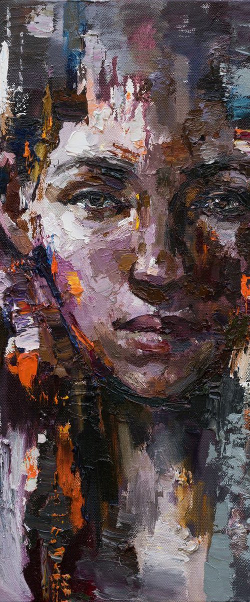 RESERVED for Chris - Abstract female portrait - Original oil painting by Anastasiia Valiulina
