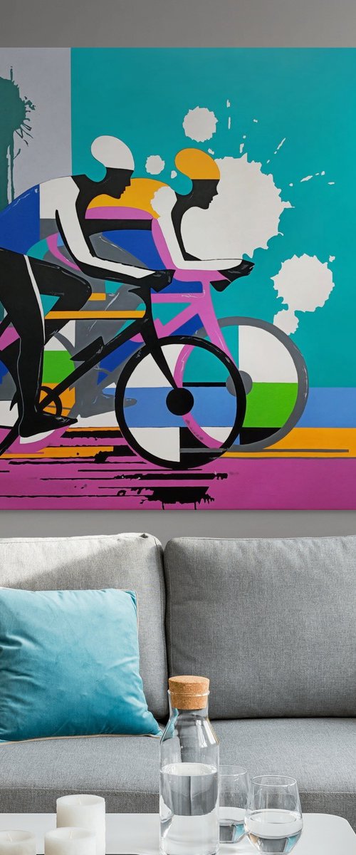 Bright Abstract Cyclists by Evgen Semenyuk