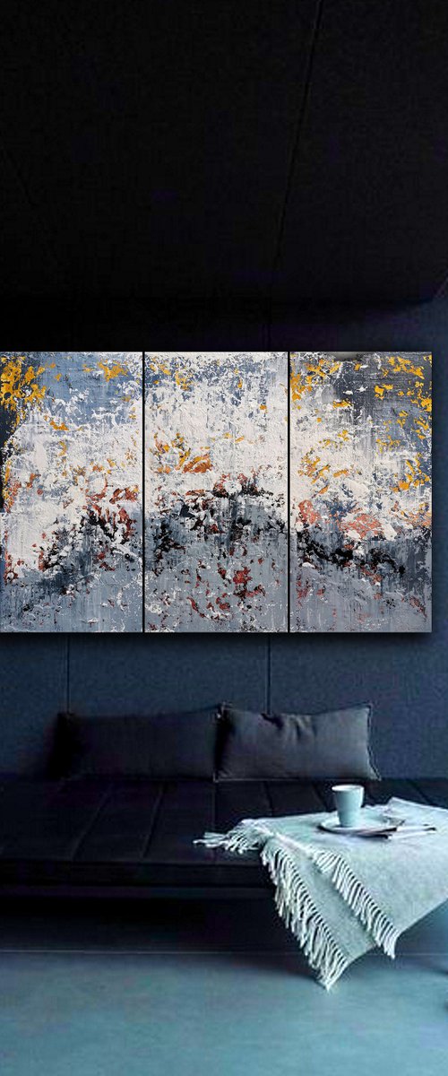150x100cm. / Abstract triptych / Abstract 1182 by Alex Senchenko