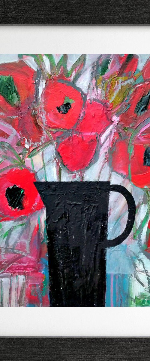 Poppies in a Black Vase II by Jan Rippingham