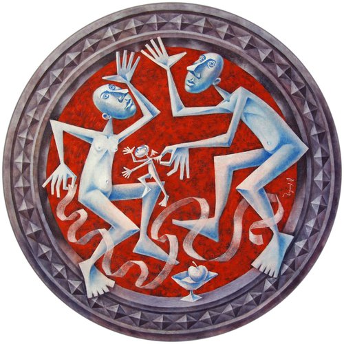 Dance. 2012. Canvas, oil. Diameter 100 cm. Round-Form canvas. by Oleg Chernykh