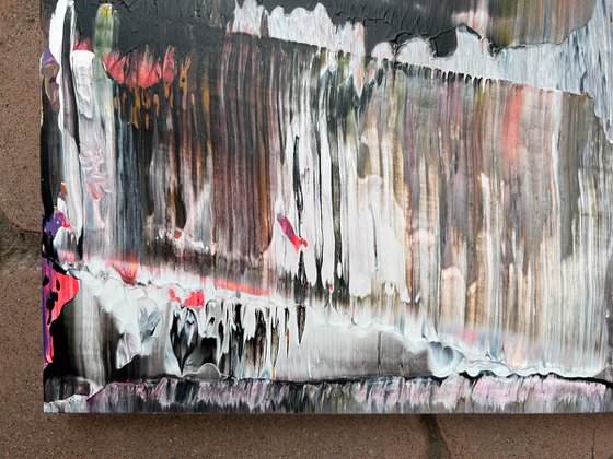 "Burn Out With Me" - Original PMS Abstract Acrylic Painting On Reclaimed Wood Panel - 11.5" x 24"