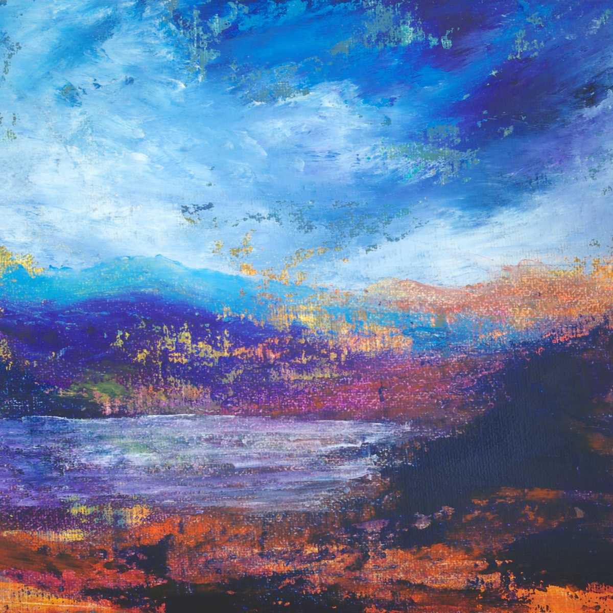 Impressionistic Landscape Acrylic Painting By Oconnart, 10 X 10", Loch Katrine The Trossachs, Original Artwork