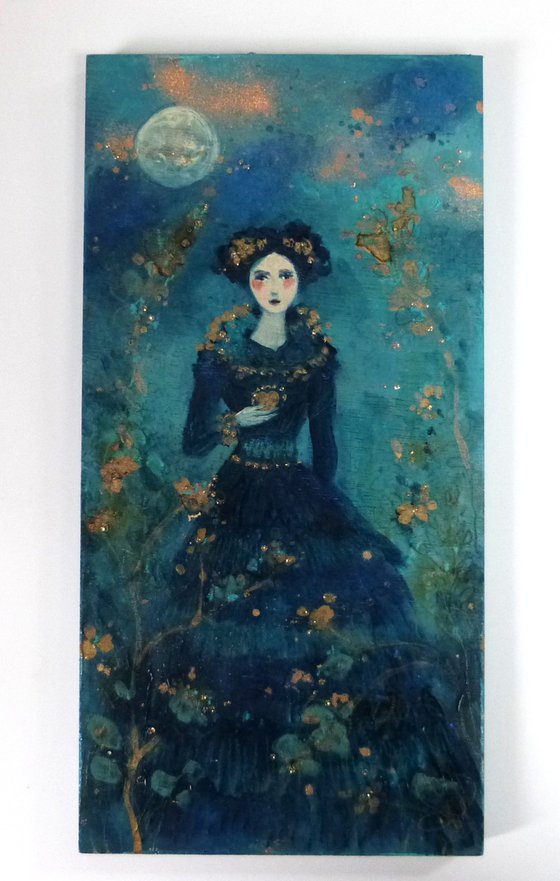 Judith 's night 15 x 30 cm on wood.