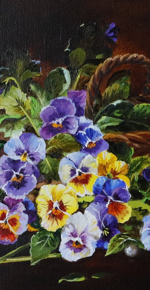 Pansies in a Basket by Natalia Shaykina